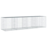 Gabion Basket with Cover 400x100x100 cm Galvanised Iron 3295196
