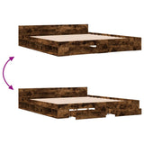 Bed Frame with Drawers without Mattress Smoked Oak 180x200 cm Super King 3280731