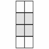 Sliding Door Black 76x205 cm Tempered Glass and Aluminium 155222