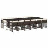 13 Piece Garden Dining Set with Cushions Brown Poly Rattan 3211665
