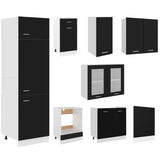 ZNTS 8 Piece Kitchen Cabinet Set Black Engineered Wood 3067640