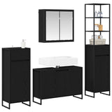 Bathroom Furniture Set with Drawer Black Oak Engineered Wood 3403046