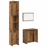 ZNTS 3 Piece Bathroom Furniture Set Old Wood Engineered Wood 3328565