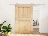 Sliding Door Natural and White Solid Pine Wood 3445037