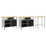 Work Bench Set 3 pcs Red and Grey 255 x 55 x 85 cm Steel 3321397