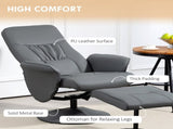 Swivel Recliner Chair with Footstool, PU Leather Armchair and Ottoman with High Back and Round Base T3398P342946