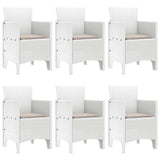 Garden Dining Set 7 pcs White Polt rattan 3378562
