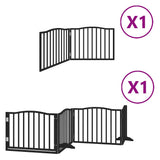 Dog Gate with Door Foldable 6 Panels Black 480 cm Poplar Wood 3155625