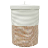 Storage Basket with Lid Brown and White 37x50 cm Cotton 358480