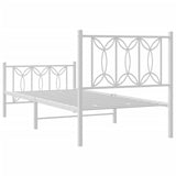 Metal Bed Frame without Mattress with Footboard White 90x190cm 376187