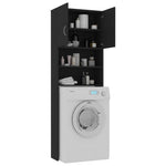 ZNTS Washing Machine Cabinet Black 64x25.5x190 cm Engineered Wood 800028