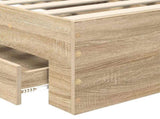 Bed Frame Sonoma Oak and Silver 75 x 190 cm Engineered Wood 3412029