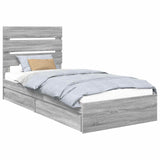 Storage Bed with Drawer Grey Sonoma 90 x 200 cm Engineered Wood 3411927