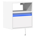 ZNTS Wall-mounted Bedside Cabinet with LED Lights White 3307975