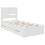 Bed Frame with Drawer White 90 x 200 cm Engineer Wood 3411858