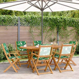 Folding Garden Chairs 6 pcs Green Fabric and Solid Wood 3214587