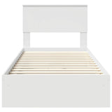 Storage Bed with Headboard White 90 x 200 cm Engineered Wood 3410833