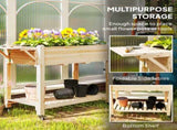 46 x 94cm Wooden Raised Planter, with Shelves - Natural Finish T3398P328509