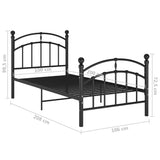 Bed Frame without Mattress Black Metal 100x200 cm 324970