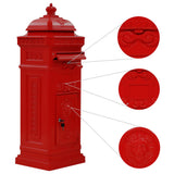 Pillar Letterbox Aluminium Vintage Style Rustproof Red 43891