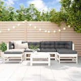 7 Piece Garden Lounge Set White Solid Wood Pine 3186397