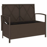 Garden Storage Bench with Cushion Brown Poly Rattan 4104217