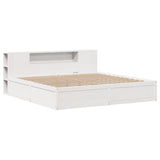 Bed Frame without Mattress White 200x200 cm Solid Wood Pine 3323405