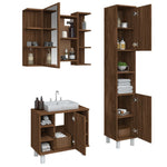 ZNTS 3 Piece Bathroom Cabinet Set Brown Oak Engineered Wood 3187608
