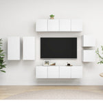 8 Piece TV Cabinet Set White Engineered Wood 3078704