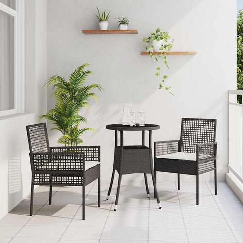 Garden Dining Set 3 pcs Black Poly rattan 3334941