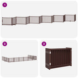 Dog Gate with Door Foldable 12 Panels Brown 960 cm Poplar Wood 3155748