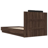 Bed Frame Brown Oak Engineered wood, Plywood Small Single Lights 3210072