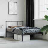 Metal Bed Frame without Mattress with Headboard Black 75x190cm 352470