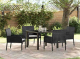 Garden Dining Set with Cushion 5 pcs Black Poly Rattan 3380100