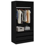 Wardrobe Black 100x50x200 cm Engineered Wood 800604