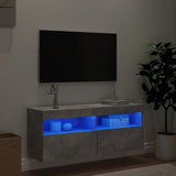 TV Wall Cabinet with LED Lights Concrete Grey 100x30x40 cm 837214