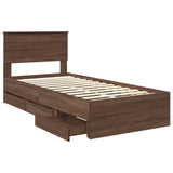 Bed Frame with Drawer Brown Oak 100 x 200 cm Engineer Wood 3408018