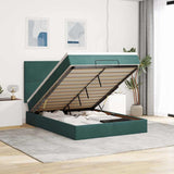 Ottoman Bed with Mattresses Dark Green 140x200cm Velvet 3313406