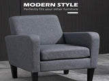 Modern Accent Chair, Occasional Chair with Rubber Wood Legs for Living Room, Bedroom, Grey T3398P328179