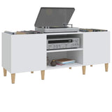 Record Cabinet White 121x38x48 cm Engineered Wood 831925
