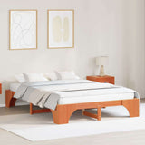 Bed Frame Wax Brown 140 x 200 cm Solid Pine Wood 872946