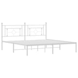 Metal Bed Frame without Mattress with Headboard White 183x213cm 374393