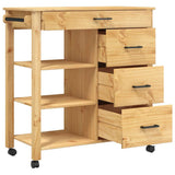 Kitchen Trolley MONZA 84x40x88.5 cm Solid Wood Pine 376112