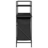 Laundry Basket 2 Compartments with Shelves Black Oak 859085