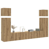 8 Piece TV Cabinet Set Wall-mounted Artisan Oak Engineered Wood 3329010
