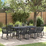 Garden Dining Set 9 pcs Black Poly Rattan 3378821