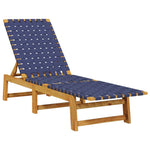 ZNTS Sun Lounger Dark Blue Solid Wood Acacia and Fabric 366509