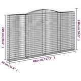 Arched Gabion Baskets 8 pcs 400x30x220/240 cm Galvanised Iron 3146950