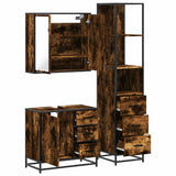 3 Piece Bathroom Furniture Set Smoked Oak Engineered Wood 3301137