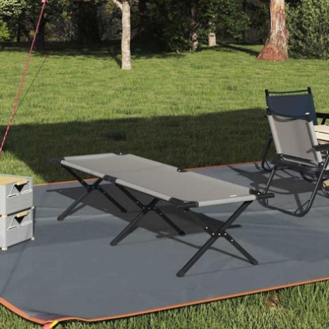 Folding Camping Bed Folding Manual Grey Oxford fabric 42003177